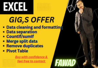 I will clean,  data formatting,  merge,  campare,  and split biggest files in ms excel