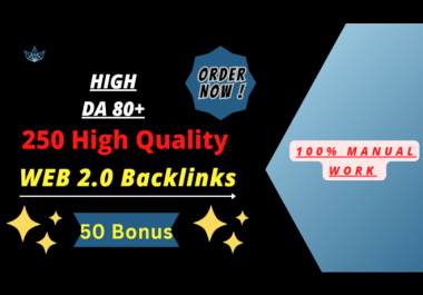 250 High quality web 2.0 powerful backlinks seo service