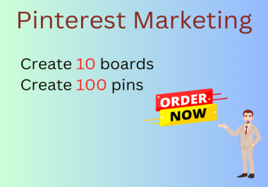 I will design 10 boards & 100 pins,  Marketing as a Pinterest Marketing Mananger