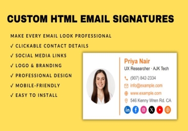 I Will Create a Professional Custom Clickable HTML Email Signature