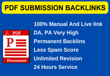 I will Provide 50 PDF Submission backlinks High DA,  PA Sites and Permanent Backlinks