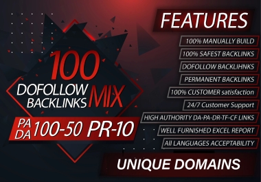100 unique domains HQ DA 50 to 100 plus Rank Booster Seo Backlinks