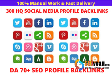 300+ Profile Backlink High DA 70+ and 30 day Traffic backlink