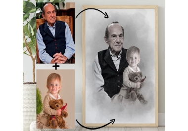 I will add deceased loved one to photo,  memorial gift for father,  add person to photo