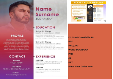 Create,  Design and Write Professional CV,  Resume and Portfolio Design