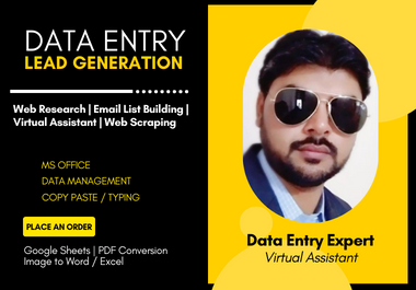Data Entry Lead Generation Web Research Email List Building VA