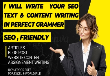 I will be your content writer for SEO blog posts and articles