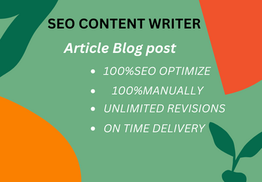 I will be your SEO content writer,  article and blog post writer