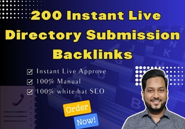 I will create 200 instant live directory submission backlinks