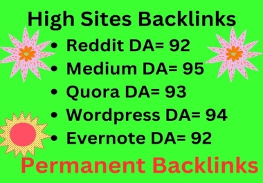 5 High DA 90+ superstrong Backlinks
