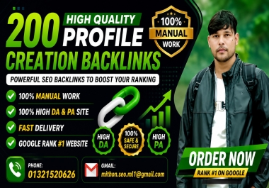 I Will Create 200 SEO Profile Creation Backlinks with Fast Delivery