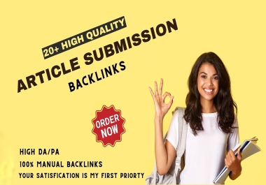 20+ High quality manually Article Submission Backlinks