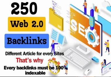 I will build DA 80plus contextual 250 web 2.0 high-quality dofollow backlinks