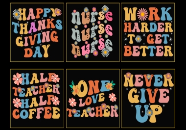 I will do groovy retro wavy typography t shirt design