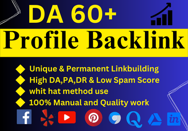 100 Manually Provide 40 Profile Backlinks on High DA permanent backlinks SEO