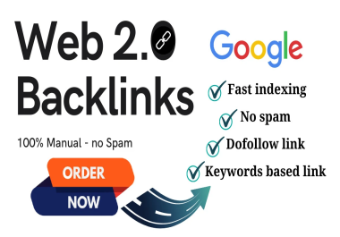 I will build 50 web 2.0 backlinks,  best web 2.0 on your keywords