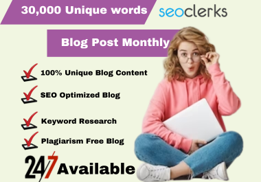 I will write 20 unique monthly blog content for you