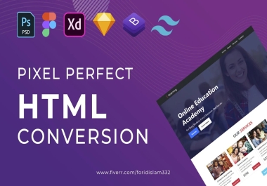 I will convert psd to html,  figma to html,  tailwind css,  bootstrap responsive