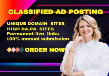 I will post 50 classified ads on the top classified ad posting sites