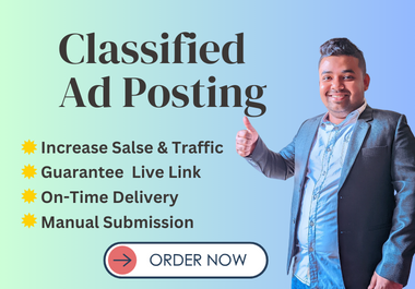 I'll provide 50+ classified ads postings with high-authority backlinks on various websites.