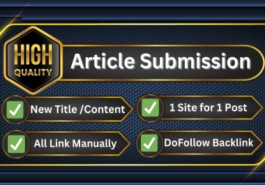 Manually 100 Article Submit For 500+ Word Unique Content