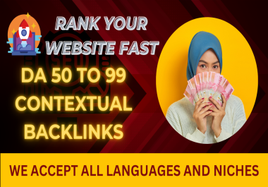 Rank Fast on Google with 120 Extreme Contextual Backlinks DA 50 to 99 Manual Hand made
