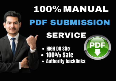 I will give manually 100 PDF submission backlinks to high DA PA and Spam score Websites.
