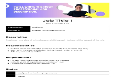 I will write a powerful job description that attracts top talent.