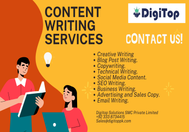 I will Write any Content for the Blogs,  websites and other business