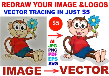 professionally convert png to vector,  vectorize image,  and redraw logo