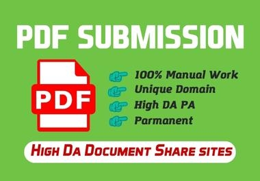 I will provide PDF submission to 50 top document sharing sites