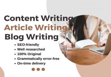 I will write seo content blogs and article at any topic
