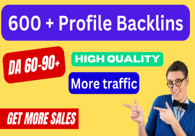 I will build 600 profile backlinks with high da.