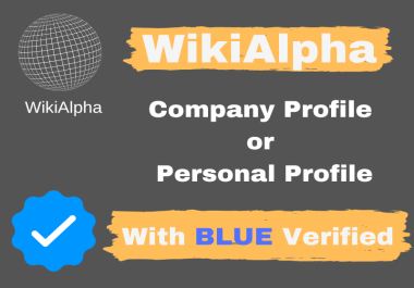 Company profile or personal profile on WikiAlpha with Blue Verified