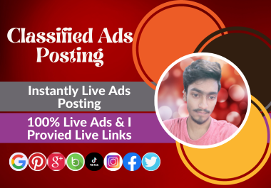 I will post 180 classified ads on the top rated classified ad posting sites.