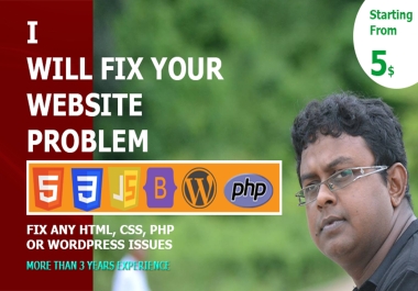 Fix any html,  css,  javascript,  php errors,  website bugs or issues fast