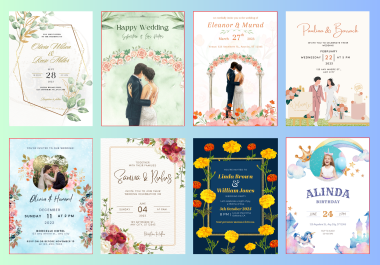 i will design invitation card of weddings,  birthdays,  party in just 4 hours.