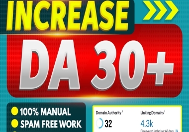 I will increase moz domain authority DA 30+ and PA 30