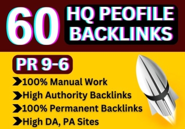 I will manually create 60 SEO profile backlinks from high authority sites