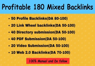 Manually Create 180 SEO Mixed Backlinks Help to Google Ranking Website Traffic
