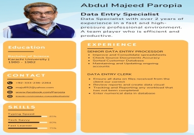 I will do data entry, web research and copy paste job professionally