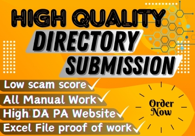 Get manually High Quality directory submission from High DA websites