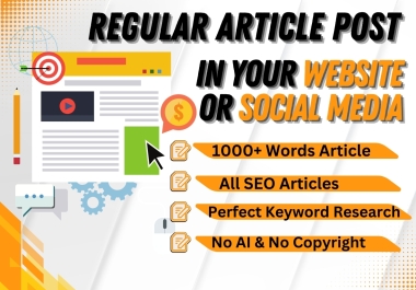 Article writing-Blog writing available-1000+ words article for website or social media