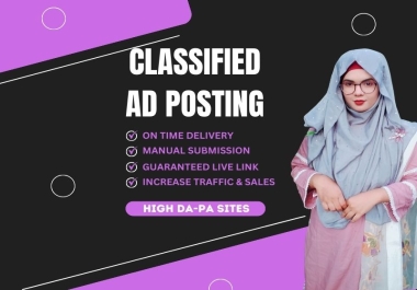 I will do classified ad posting manually in top sites worldwide
