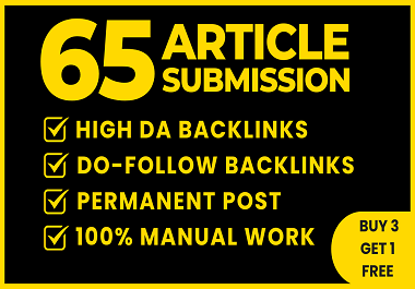 I will provide manually article submission to 65 unique HG PR sites