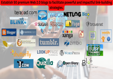 Establish 50 premium Web 2.0 blogs to facilitate powerful and impactful link-building strategies.