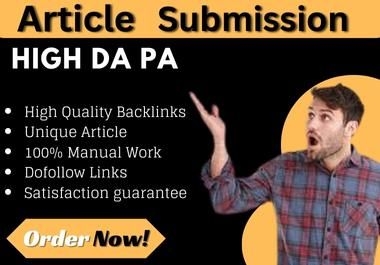 I Will Make 35 Unique Article Submission with Dofollow Manually Backlinks Sites