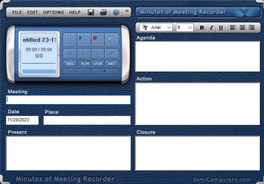 MINUTES OF MEETING-RECORDER FOR WINDOWS