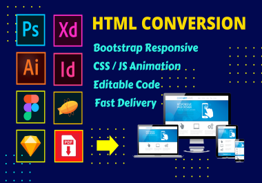 convert figma to html css psd to html landing page responsive bootstrap5 website