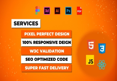 I will convert psd to html,  figma to html / React Js,  pdf or xd to html css bootstrap website